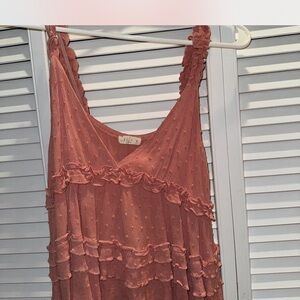 Free People Rust Ruffle Dress